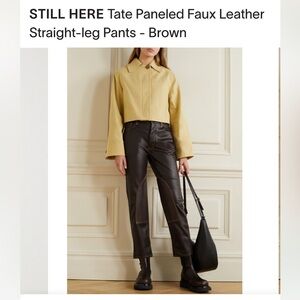 STILL HERE Tate Paneled Faux Leather Straight-leg Pants - Brown size 27